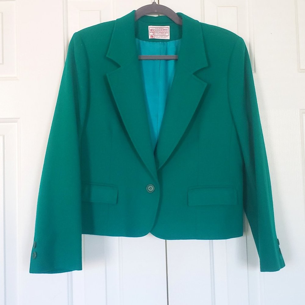 Pendleton 100% Wool Kelly Green Blazer - Size 12P